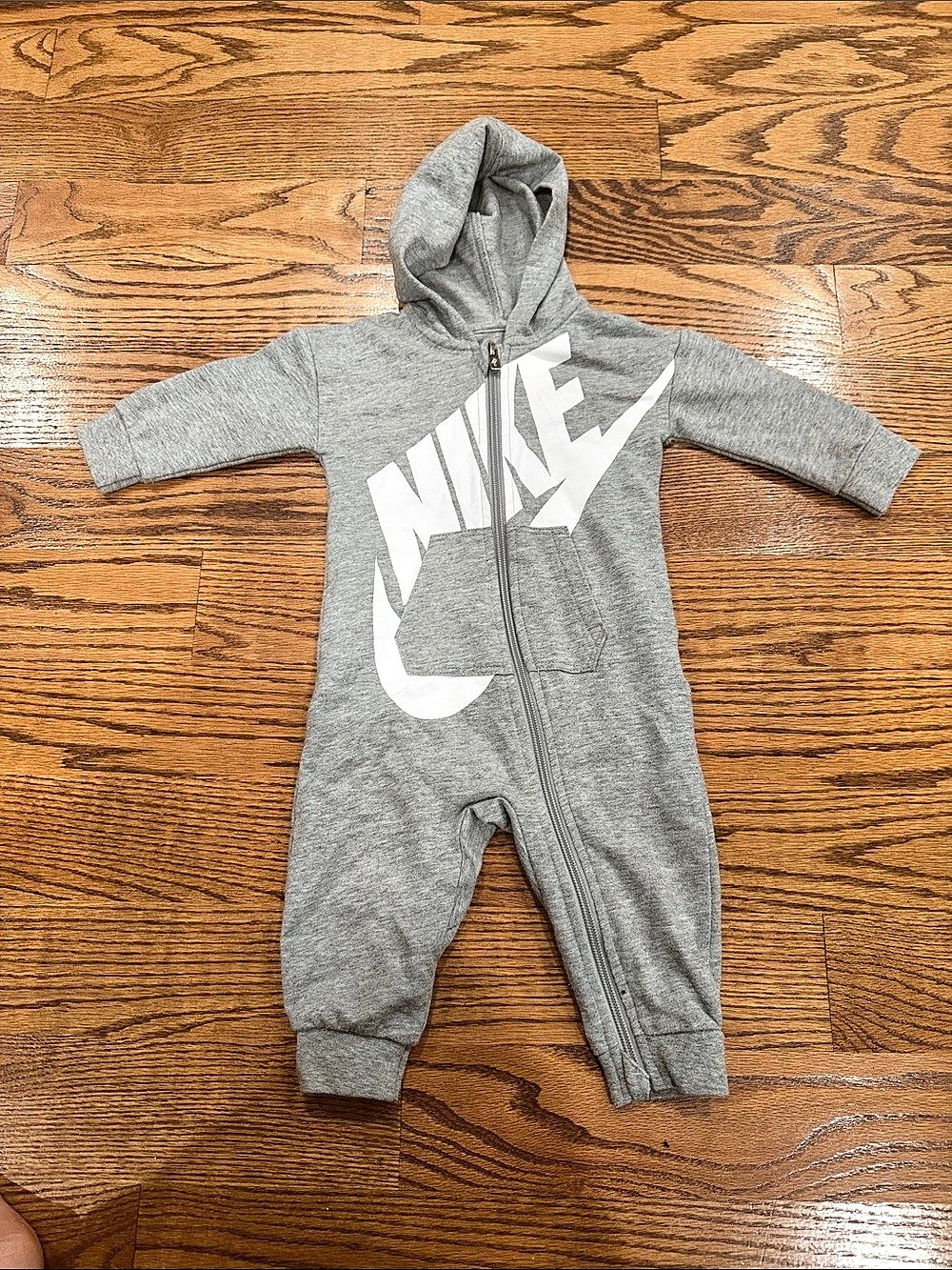 Nike Baby Essentials Hooded Coverall Gray & White Baby 9M